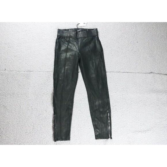 New 7 for All Mankind Pants Womens 25 Black Faux Leather Legging Ankle Zip - Picture 2 of 10